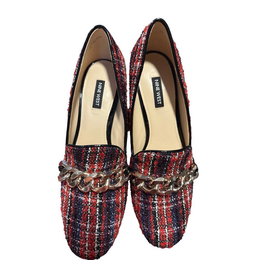 Nine West Remal Plaid Block Heeled Loafers Women’s 7.5M - Picture 3 of 5